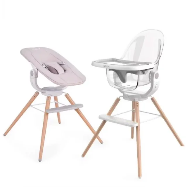 ASTMF404 Multi-use adjustable & easy operable wooden high feeding chair & bouncer with double tray 2