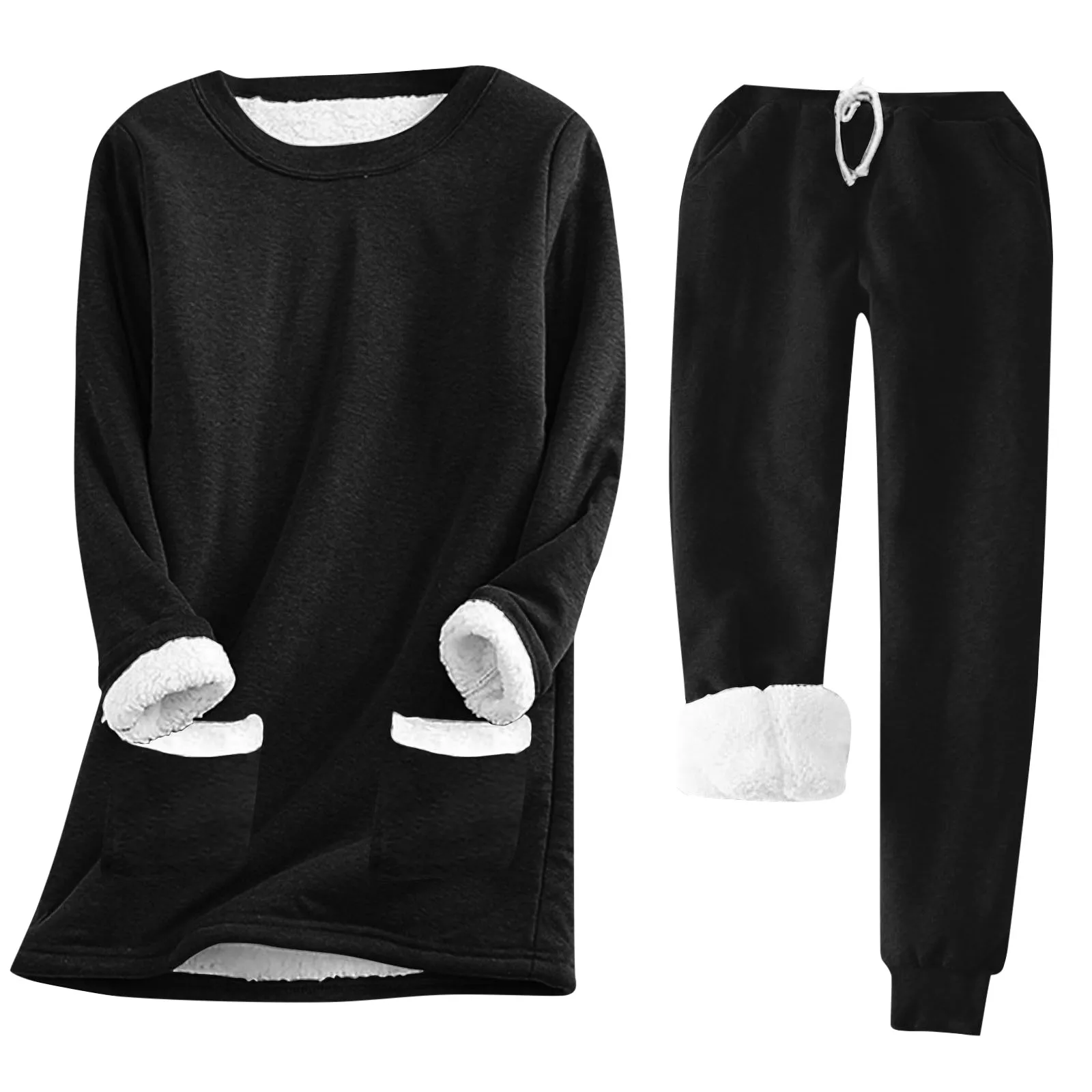 

Women Autumn And Winter Thickened Velvet Comfortable Casual Solid Color Pocket Mid Length Slim Warm Suit