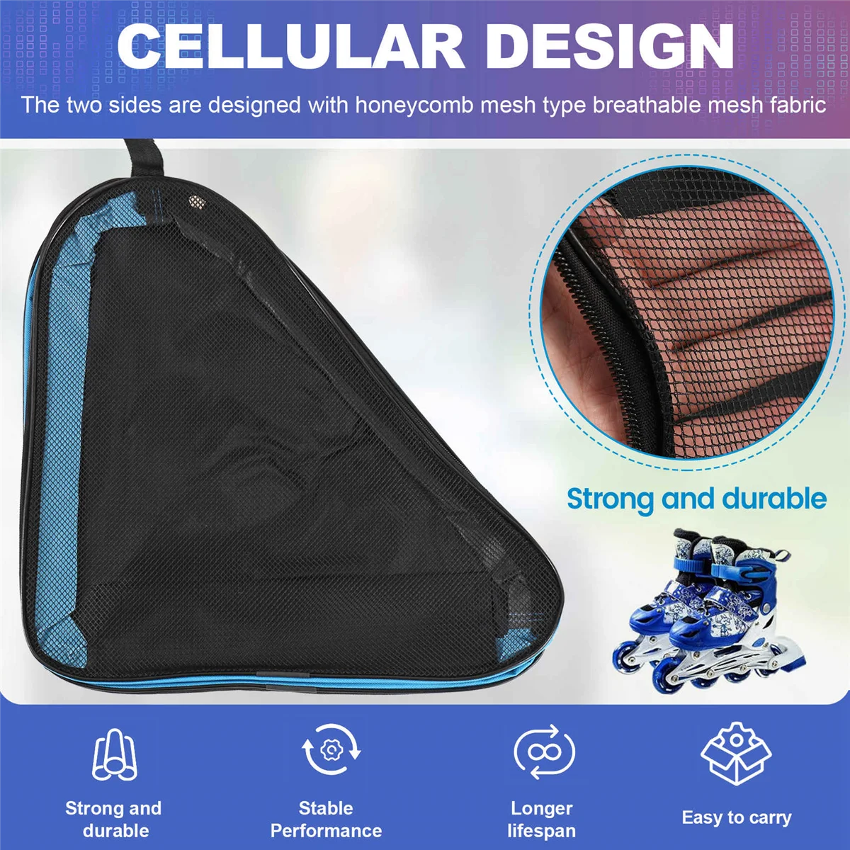 BAAU Roller Bag Roller Skates Backpack Skates Shoulder Bag Three Layer Double Net Can Be Carried