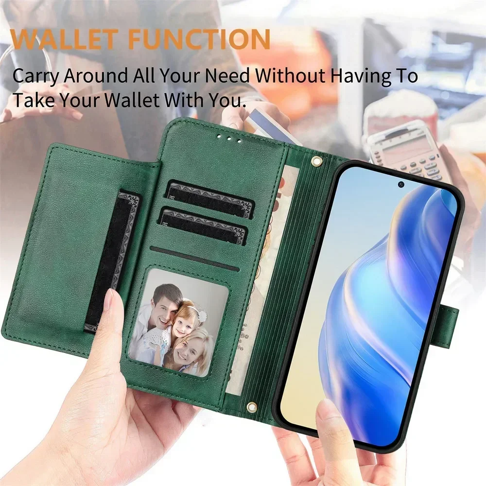 Enhanced Faux Leather Crossbody Zipper Wallet Case with Flip Book Cover