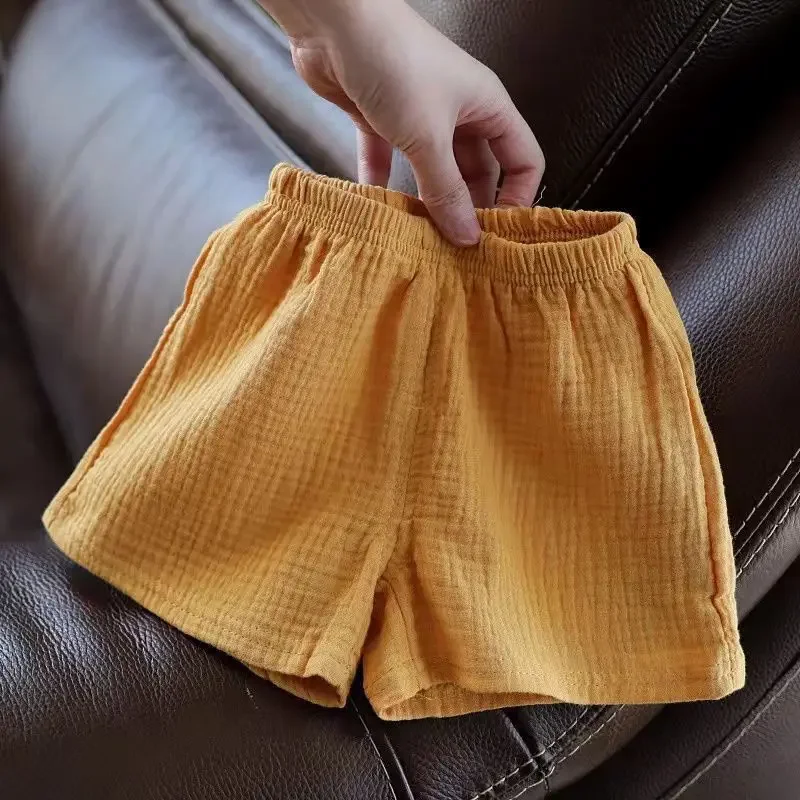 Boy Girl Solid Color Cotton Linen Children's Fashion Shorts Infant 0-5Y Bottom cotton shorts casual shorts