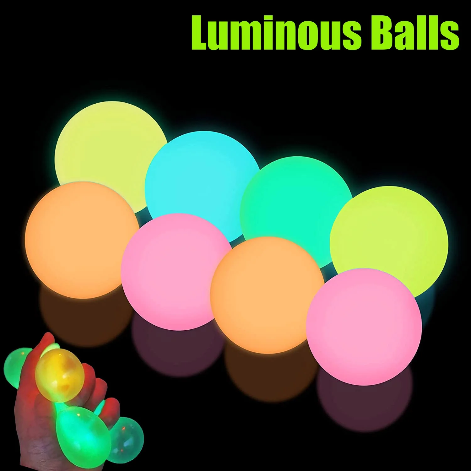 Luminous Balls High Bounce Glowing Ball Sticky Wall Home Party Decor Kids Adult Gift Anxiety Stress Relieve Toy 4.5cm luminous throwing ball glow light ball