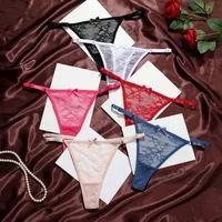 Culotte transparente en dentelle et résille, string fin taille basse avec nœud floral, lingerie féminine, cadeaux 4
