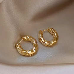 Elegant 925 Sterling Silver Circular Hoop Earrings (Gold)