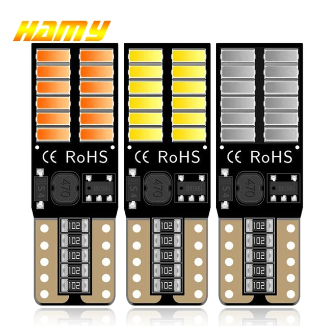 10 PCS T10 W5W 194 LED Signal Light Canbus 12V 24V 7000K White 4014 SMD Car  Interior Dome Door Maps Trunk License Plate Lamps - AliExpress