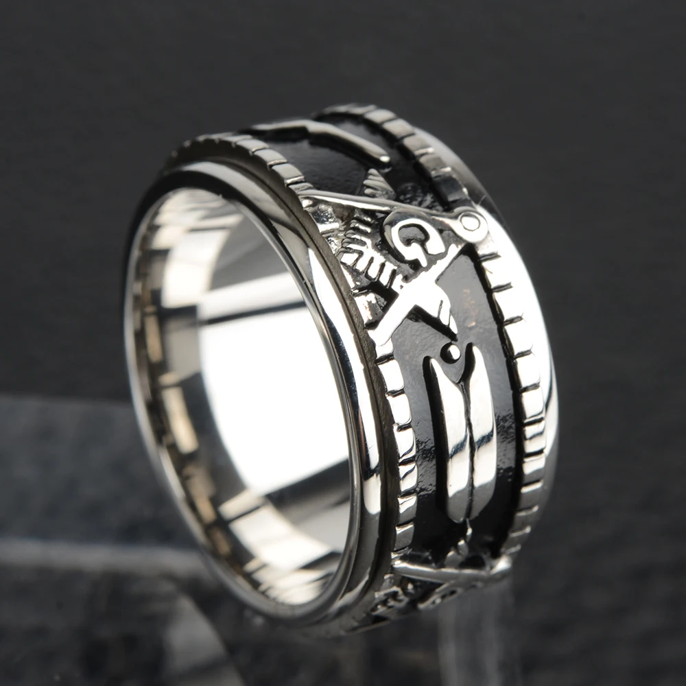 Rotatabl Edelstahl Freimaurer Ringe für Männer Signet Freimaurer Ring Freimaurerei Vintage Punk Schmuck Herren Männlichen Anillos Geschenk