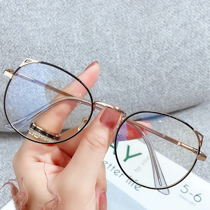 2023 Nearsighted Glasses Women Cute Cat Ear Myopia Glasses Student Computer Goggles Anti Blue Light Alloy Metal Frame Eyeglasses