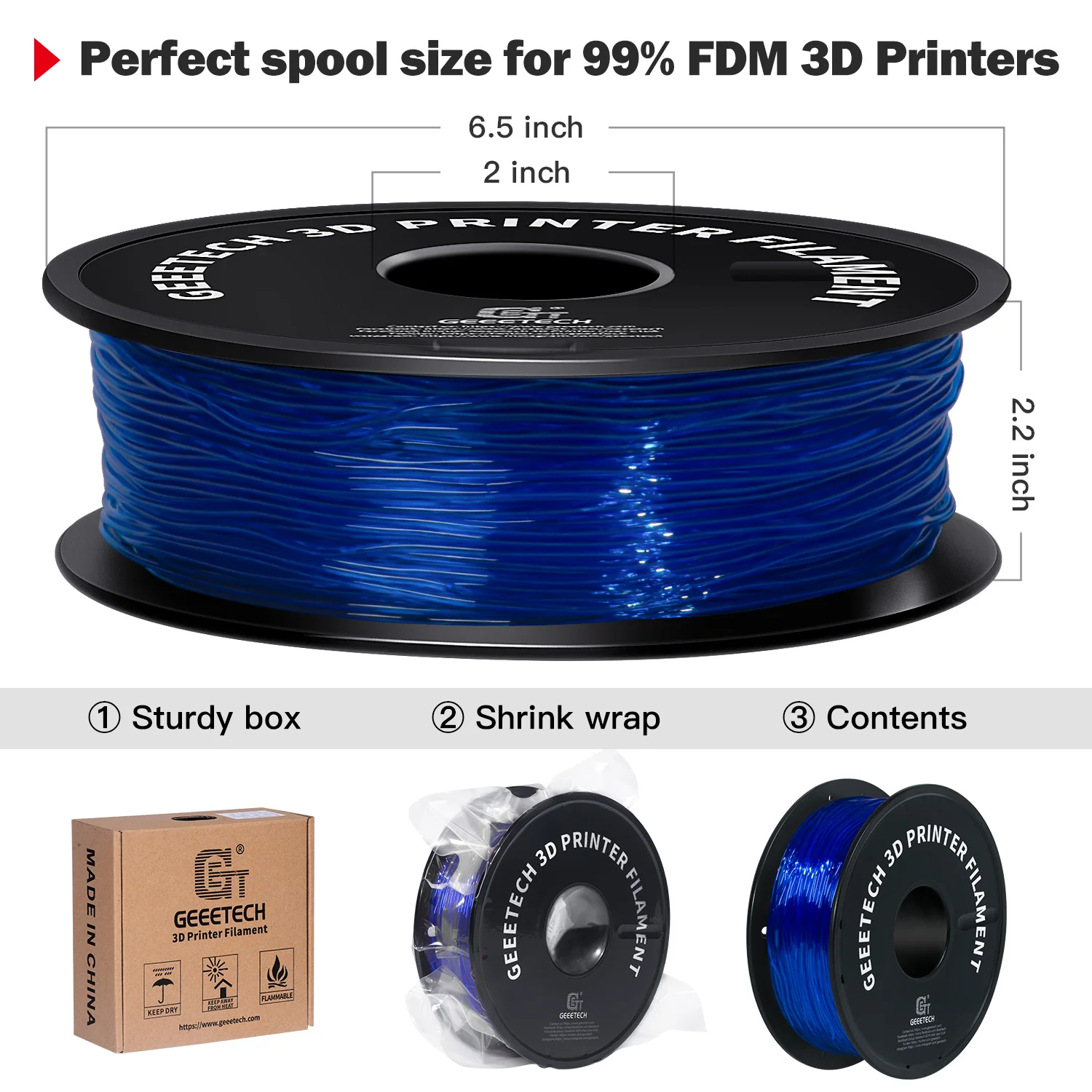 Premium TPU 3D Printer Flexible Filament - 1kg Spool, 1.75mm, Non-Toxic, Vacuum Packed, Shore Hardness 95A