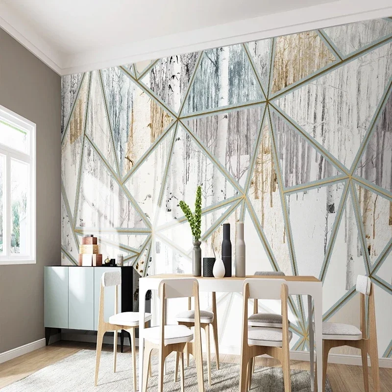 Custom Modern Creative Geometric Line Marble 3D Wallpaper Bedroom TV Background Wall Home Decor Mural Waterproof Poster Painting