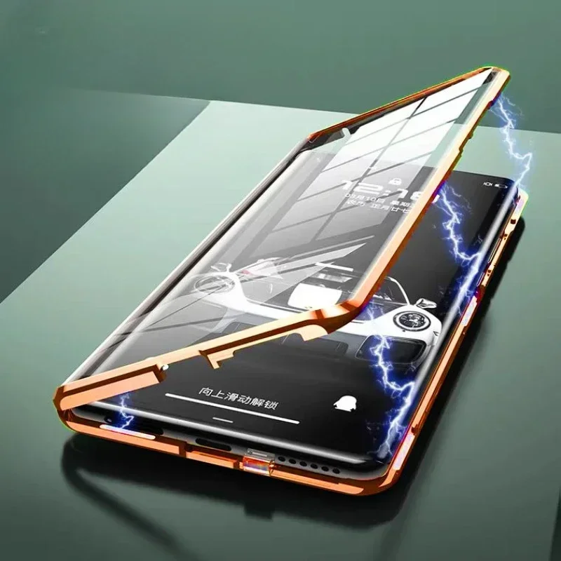 Premium 360 Full Protection Leather & Glass Case with Dual-Sided Bumper Cover