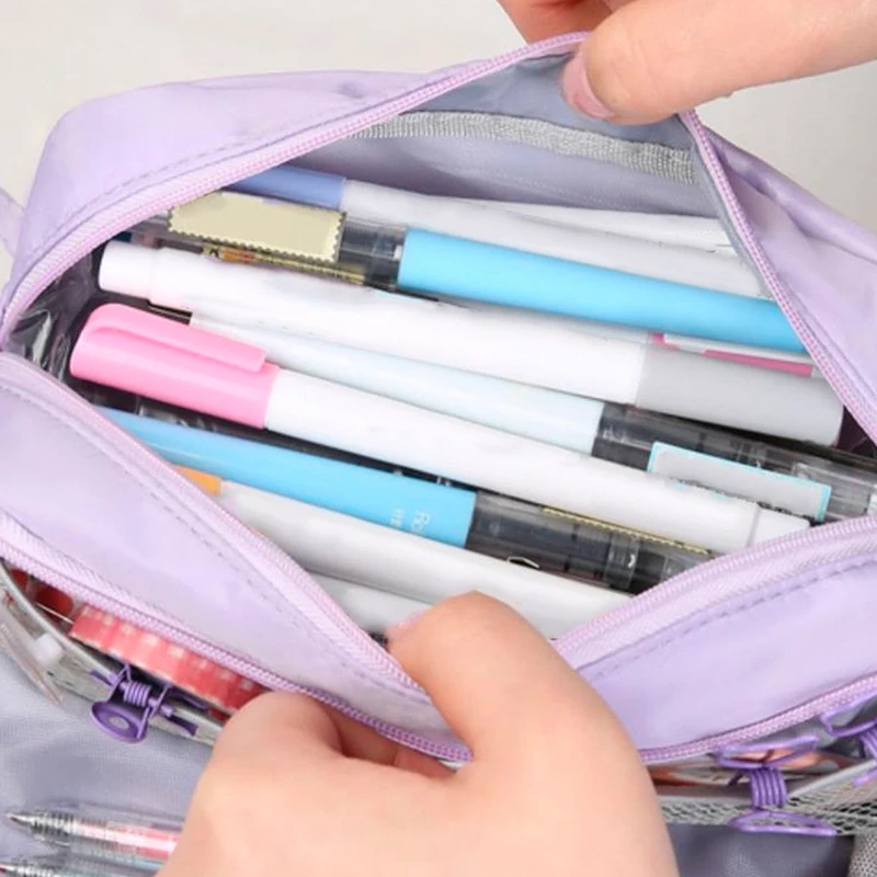 Pencil Case Macaron Double layer Large Capacity Cute Back to School Stationery Supplies Schools & Offices