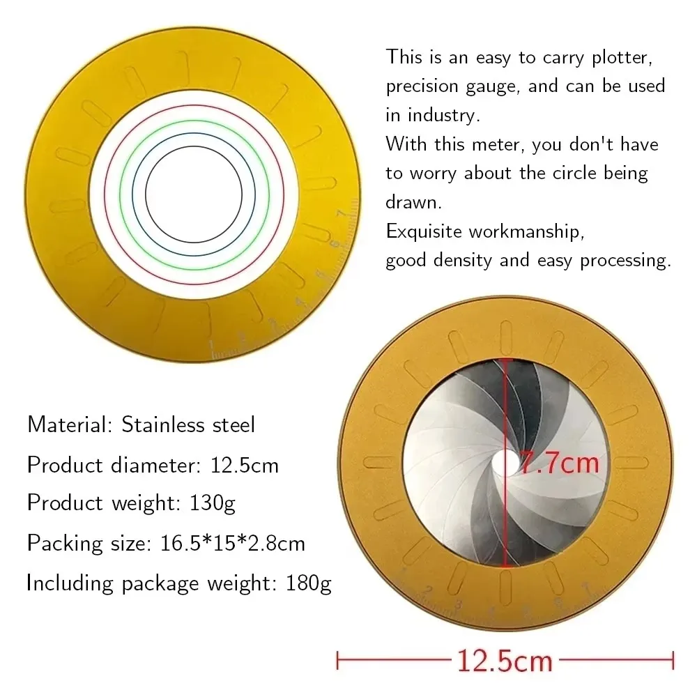Adjustable Size Circular Ruler Professional Geometric Circular Ruler Stainless Steel Measuring Tools