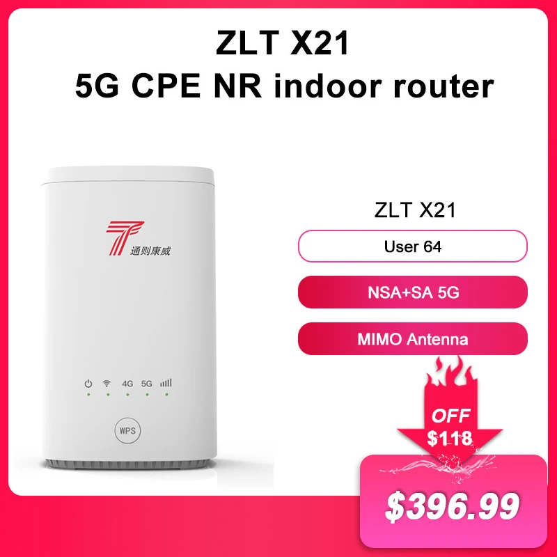 Sblocca Zlt X21 5G Cpe Router Interno Sub 6Ghz Nsa + Sa Mesh Wifi Ripetitore Extender Router Wireless Con Sim Card Router Gigabit
