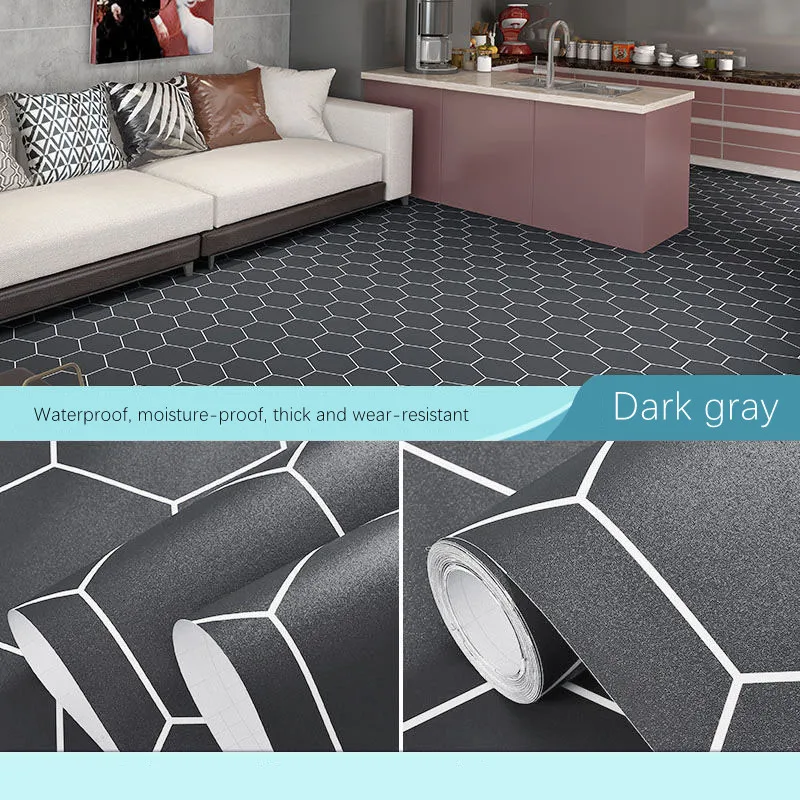 

Thickened waterproof floor stickers non-slip floor film for bathroom self adhesive kitchen living room bedroom floor waterproof