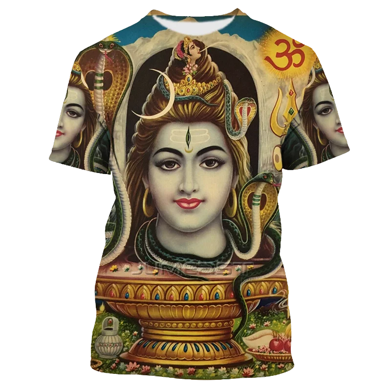 T-Shirt Da Uomo 3D Hindu God Shiva Printed Ganesha Graphic T-Shirt Hanuman Casual Vintage Top Anni '90 Aesth