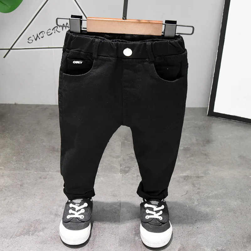 Denim Pants Children's pants Chorus Clothing Pure White/Black Students Contest Straight Jeans Baby Boys Comfortable Latin Dance Trousers