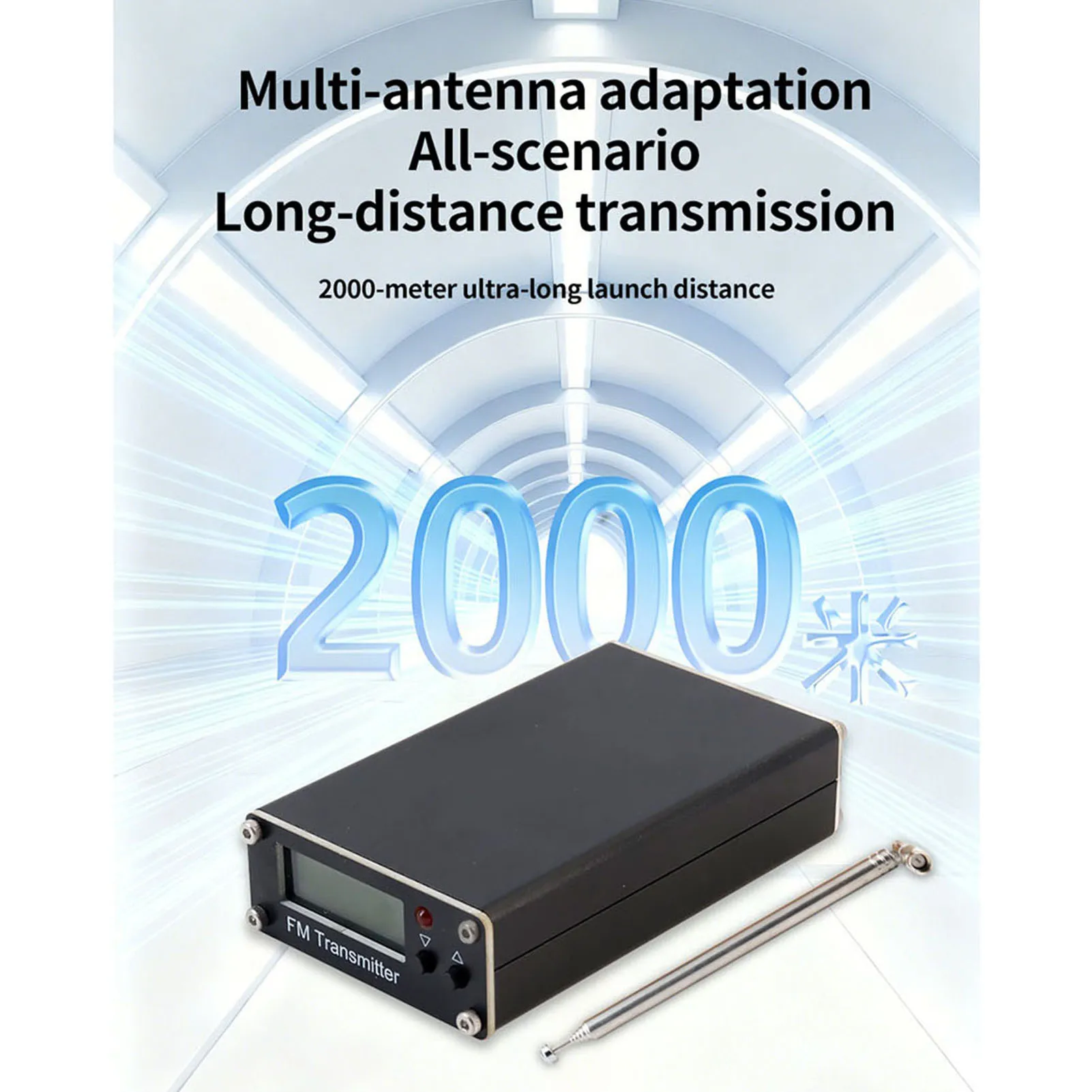 Premium Digital Display Stereo FM Transmitter with 2000m Range