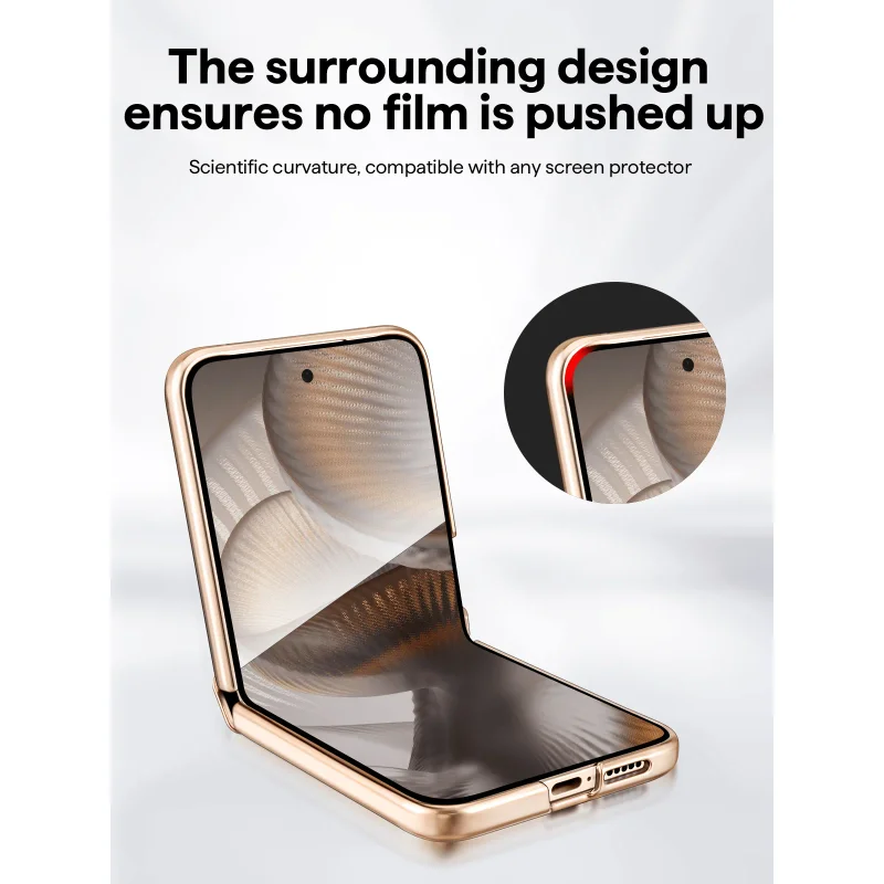 Luxury Leather Flip Case with Auto-Rebound Hinge and Moisture-Proof Plated Finish