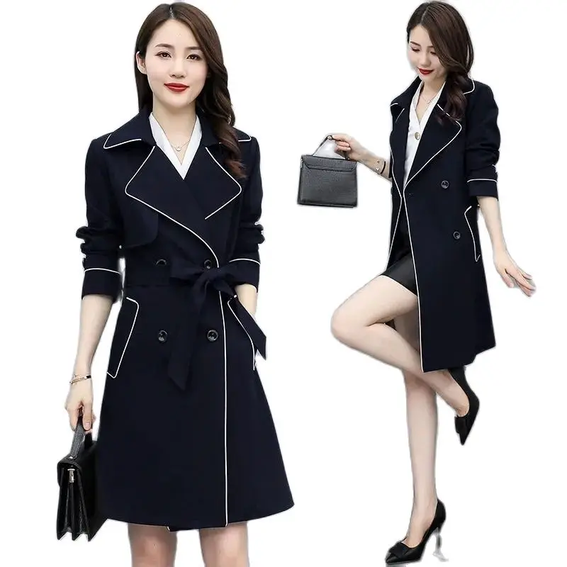 

[Youlicloth] High-end Windbreaker Women's Spring Clothes 2023 New Trend loose Everything Lace-up Mid-length Top Coat Solid Color