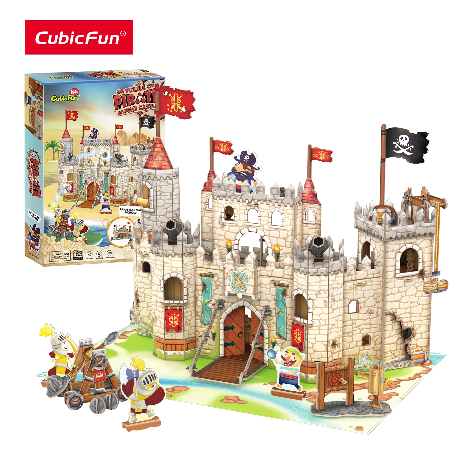 CubicFun 3D Puzzles Beach Knight Castle Model Kits Pirate Jigsaws Arts Crafts STEM Project Decoration Birtuday Gift for Kids 76pcs dot morandi color index stickers scrapbook album journal project making happy card decoration sealing stickers