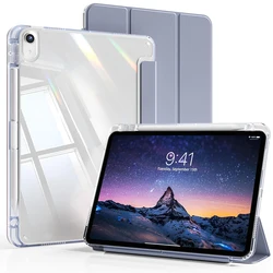 Clear Crystal Acrylic Tablet Case with PU Leather Flip Magnetic Cover, 11 - Inch for iPad 10th Gen 2022 (TMYKL - Purple)