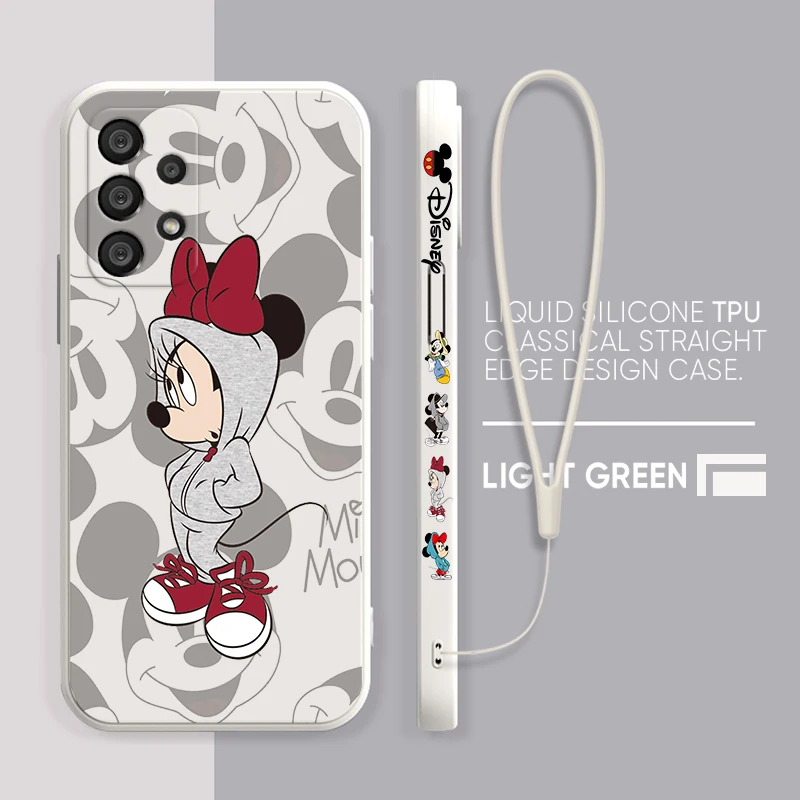 thumbnail image 1 of Disney Mickey Minnie Mouse Phone Case For Samsung A73 A53 A33 A52 A32 A71 A51 A21S A03S A50 A30 5G Liquid Left Rope Funda, 1 of 5