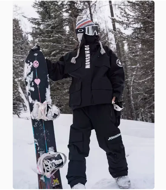 Ski Wear Women Men Waterproof Thickened Windproof Hooded Snowboard Jacket Pants