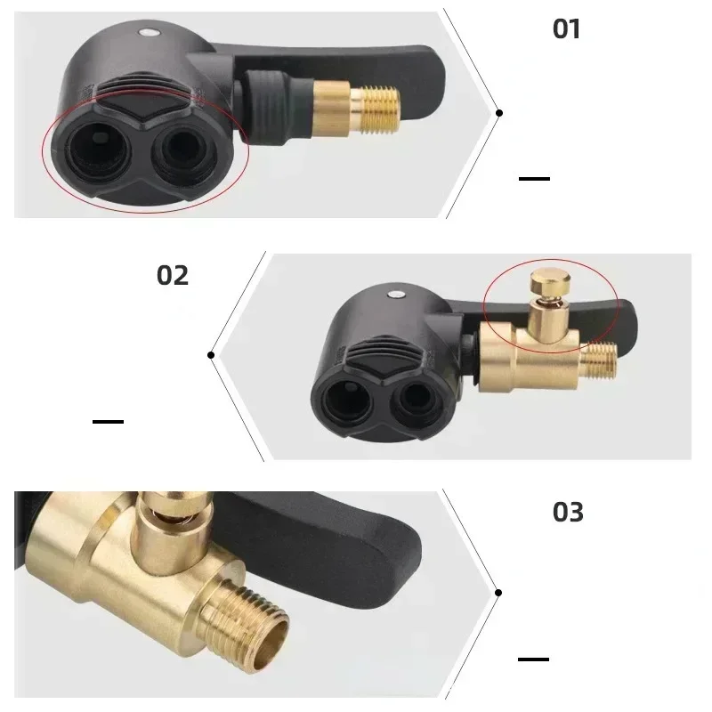 Bicycle Air Nozzle Brass Portable Tire Chuck Pump Valve Connector Adapter Bike Tyre Wheel Valves Part Inflatable Pumps