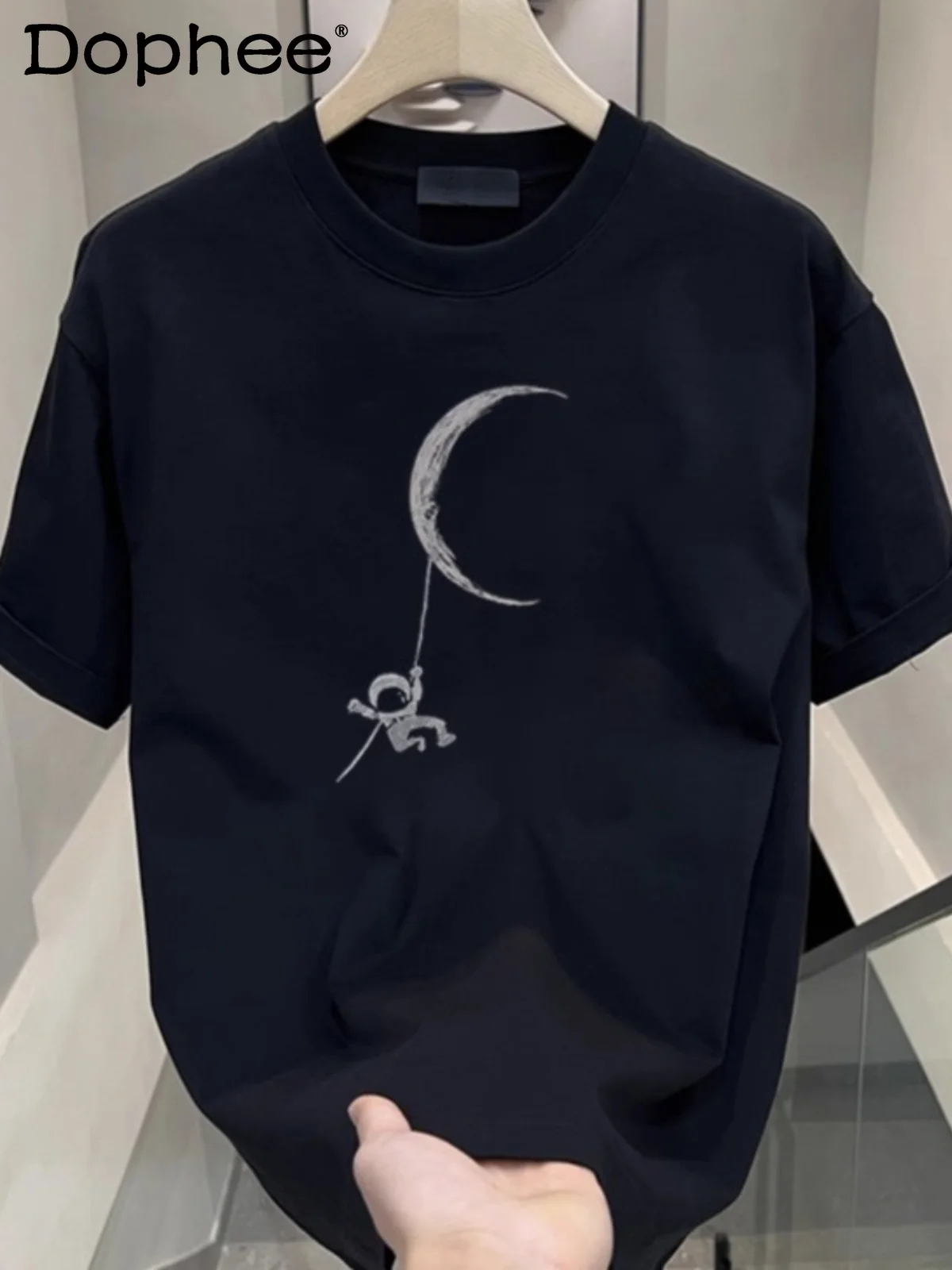 

High-End Cotton Short Sleeve T-shirts Men's 2024 Summer Fashion Handsome Trendy Male Loose All-match Half Sleeve T-shirt Top