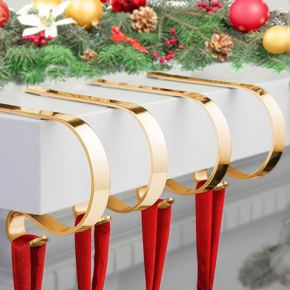 

Christmas Hook Xmas Fireplace Stocking Socks Holder Mantel Hanging Coat Rack Wall Hooks Metal Hanging Christmas Decor