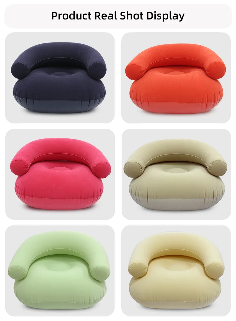 Inflatable Lazy Sofa U-shaped Flocking with Armrests, Backrest Seat Outdoor Pvc Indoor Portable Single Inflatable Sofa