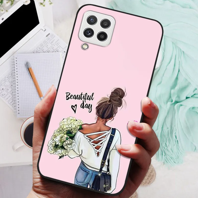 Black Silicone Soft Case with Lion and Wolf Design - Protective Shell for Samsung Galaxy A22/A22s 5G