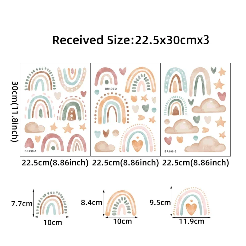 3pcs/lot Boho Rainbow Sun Wall Stickers for Kids Room Children's Nursery Room Decoration
