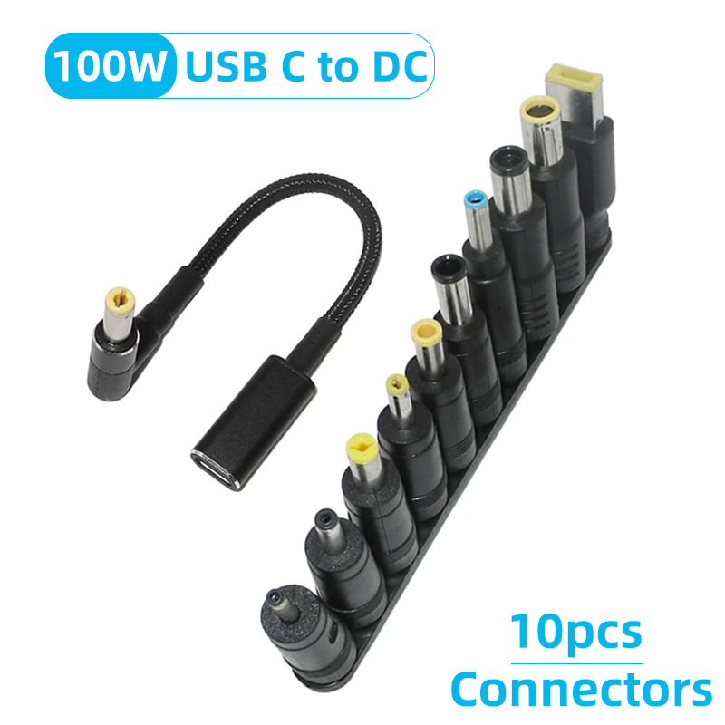 100W USB C to Laptop Power Adapter Connector Dc Jack USB Type C Universal Laptop Charger Plug Charging Cable Cord for Notebooks