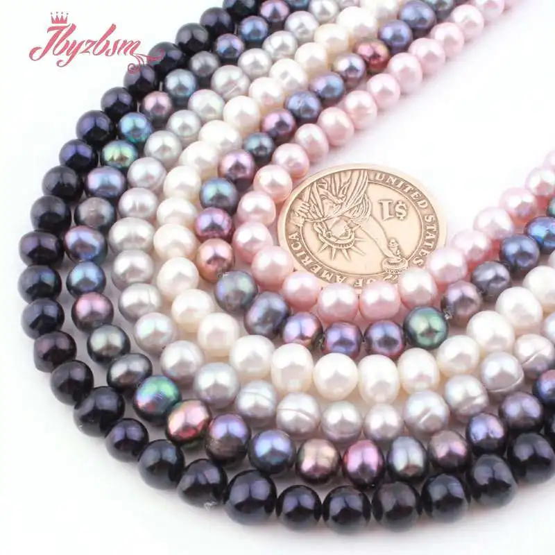 

6x7mm Nearround White Pink Black Purple Naural Freshwater Pearl Beads 15 inches for DIY Necklace Bracelet Earring Jewelry Making