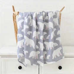 Premium Super Soft Bamboo Muslin Baby Swaddle Blanket - 120x120 Nursery Wrap - 60x60cm (Polar Bear)