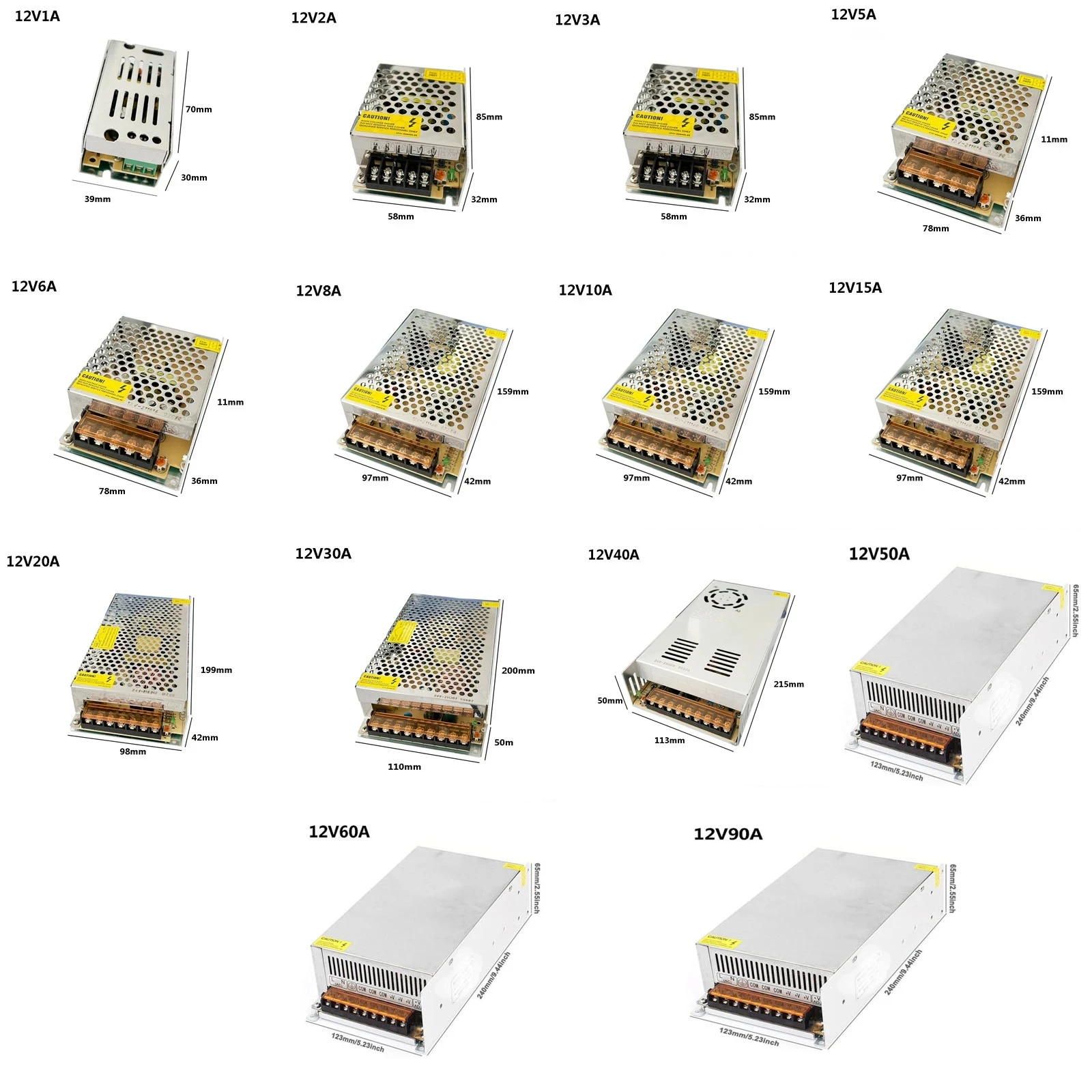 LED 전원 공급 장치 AC85-265V 조명 변압기, LED 드라이버, 5V, 12V, 24V, 36V, 48V, 1A, 2A, 5A, 10A, 20A, 30A, 60A
