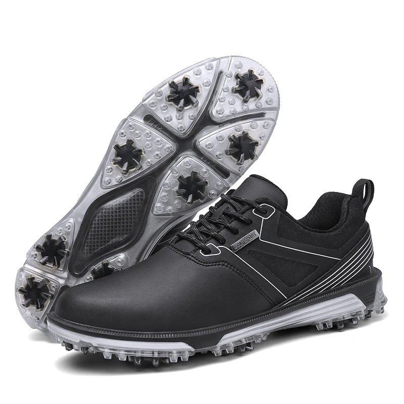 Golf Shoes Men Waterproof Leather Sneakers Non-slip Golfer Spikes Professional Training Walking Golfing Footwear