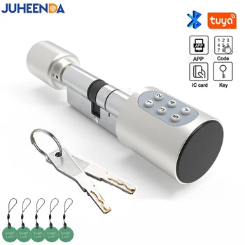 Tuya 블루투스 스마트 실린더 잠금 앱, 원격 RFID 카드, 디지털 키패드 코드, 전자 잠금 코어, 가정용 에어비앤비 문짝 교체