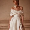 Simple Wedding Dresses Graceful Bridal Gowns Satin Pleat Robes Off The Shoulder High Slit Vestidos De Novia 2025 Customized 2024 3