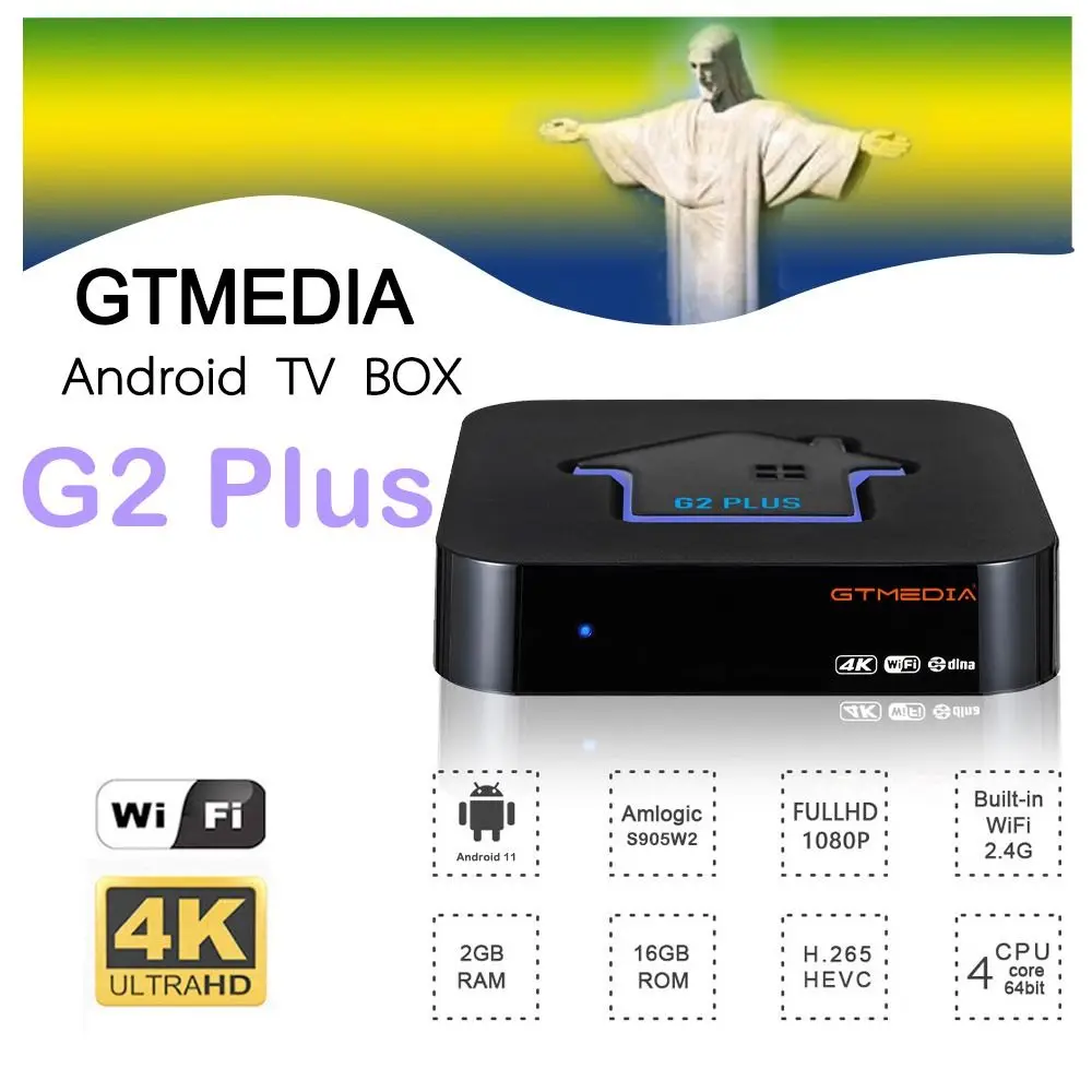 

2GB 16GB 2.4G WIFI Media Player 4K UHD Android 11 Quad Core Smart TV Box Amlogic S905W2 For GTMEDIA G2 PLUS