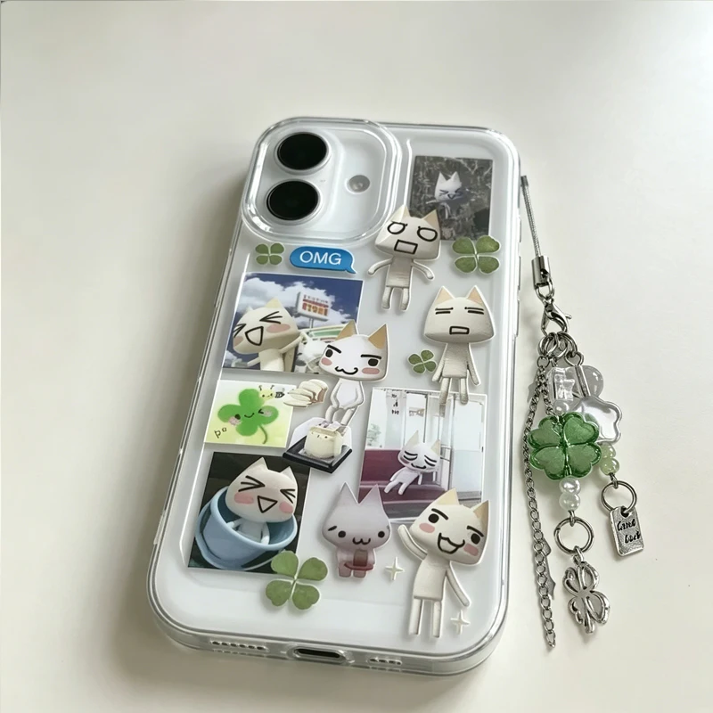 Kreative Handyhülle mit Kätzchen- und Kleeblattmuster – Kratzfeste Schutzhülle für iPhone Pro Max_voghion.com
