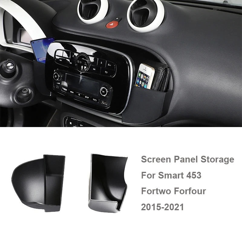 に適合するスマート453フォーツーフォーフォー2015-2019車内エアコンフレームトリムステッカーオートアクセサリー用 ABS カーボンファイバー  コンソール ギア シフト ボックス パネル トリム フレーム カバー ステッカー 適用: メルセデス・ベンツ スマート 451 ... ドア ... インテリアパネル 保護パーツ 内装 に適合するスマート に適合するフォーツー に適合するフォーフォー 453用 2015-2021年
