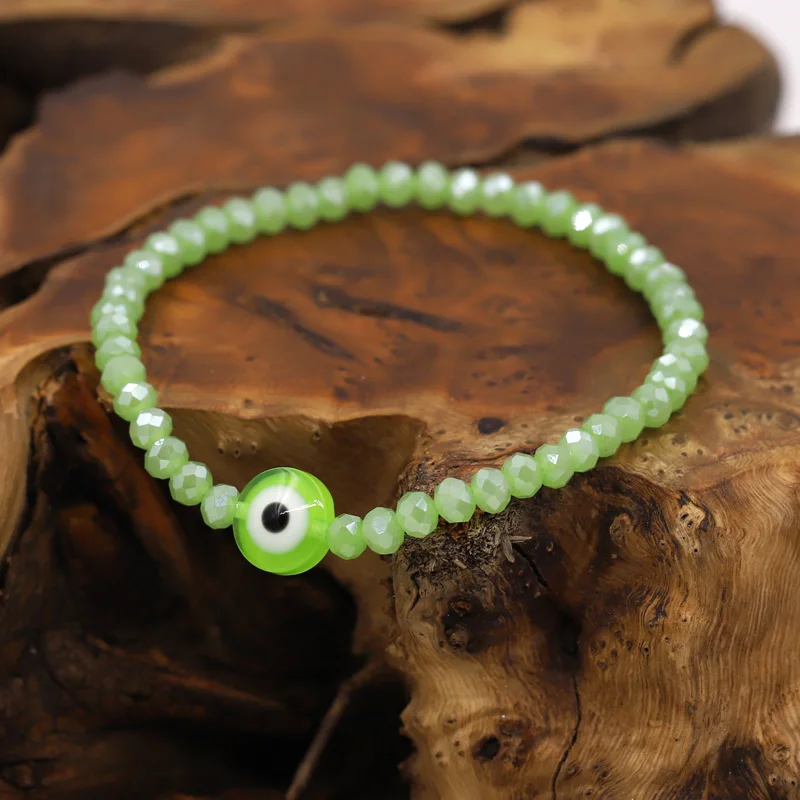 Mehrfarbige Kristallperlen elastische Armbänder für Frauen Boho Schmuck Evil Eye Charm Armband weibliche Mädchen Geschenke Großhandel – Detail 3