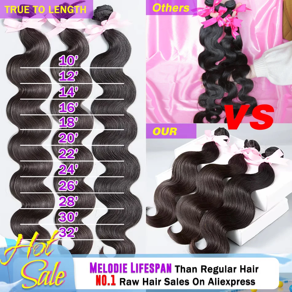 Human Hair Bundles 28 30 40 Inch Water Wave Extensions 1 3 4 Bundles