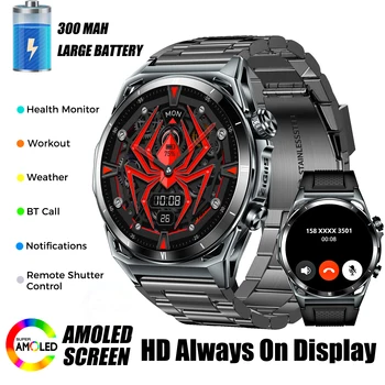 LaNikar New KE6 Smart Watch 1.43" AMOLED Display Men Black Sports Watch KE Series Bluetooth Call Health Monitor IP68 Waterproof