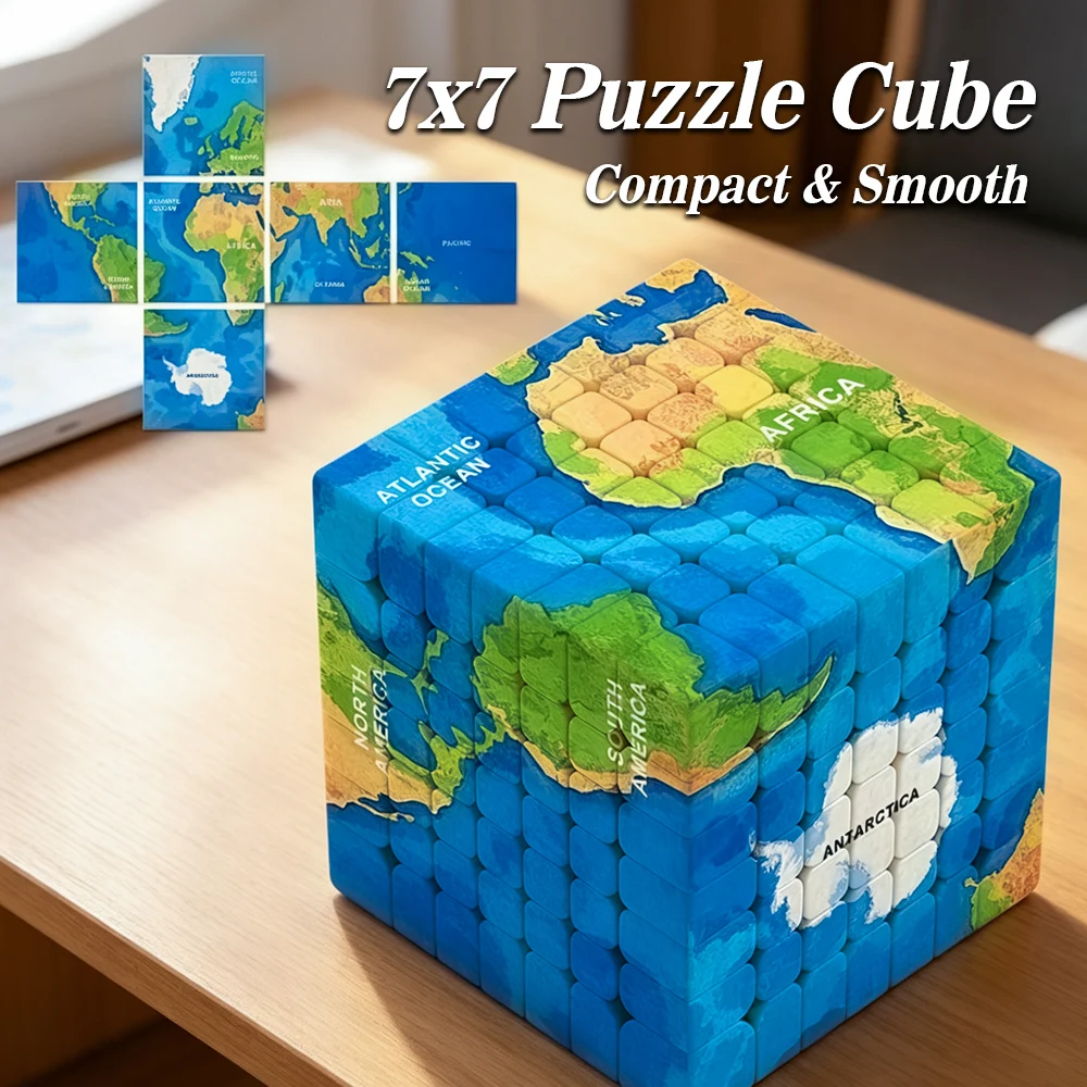 Ultimate 7x7 Hand-Drawn Map Puzzle Cube - Perfect 3D Brain Teaser & Unique Gift