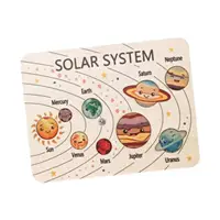 Wooden Solar System Puzzle Wooden Planet Learning Game for Kids Ages 3-5 1
