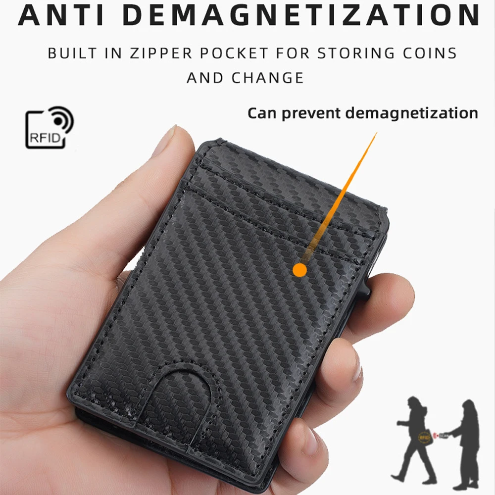 Baellerry Ultra-Thin Carbon Fiber Pattern Wallet, Multi-Functional Card Holder, Men's Simple Anti-Theft Card Holder, Great Business Gift
