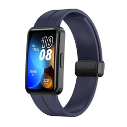 Magnetic Buckle Silicone Sport Wristband Bracelet - Huawei Band 8 (Midnight Blue)